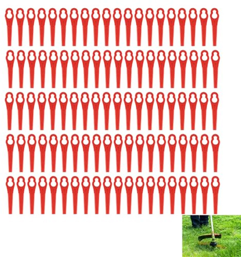 100 Piezas Cuchillas Plástico Cortacésped, Cuchillas de Plástico de Repuesto, Cuchillas Universales para Cortadoras de Césped y Desbrozadoras, Compatibles con FRT18A FRT18A1 ART 46155 FRT20A1