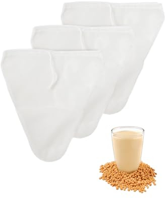 3 bolsas de leche de nueces, 30 x 30 cm, paño de pasaporte, bolsa reutilizable con cordón, para queso, zumo de frutas, café, zumo de verduras (forma triangular)