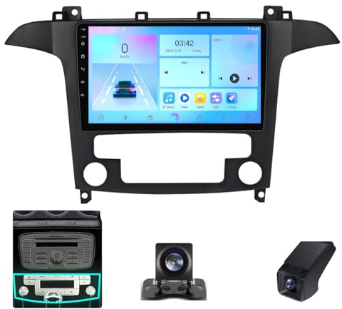 Android 13 Double Din Car Stereo Head unit For Ford S-MAX S MAX 1 2006-2015 9 Inch Touchscreen Bluetooth Car Stereo with FM/DVR+Reverse Camera/Wifi/DSP/Steering Wheel Controls(A,NF-6)