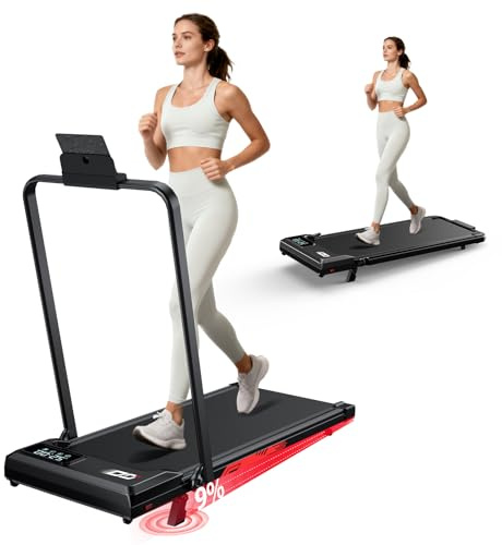 Laufband 4-in-1 Klappbar mit 9% Steigung – Elektrisches Laufband Leise, 8 km/h, 2,5 PS Motor, Stoßdämpfung, LED Anzeige, Kompakt, Für Zuhause & Büro