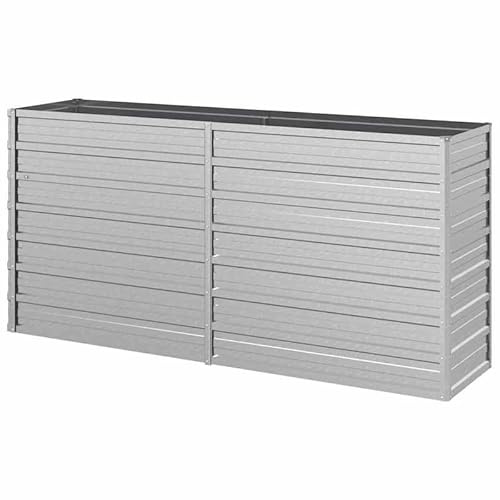 Trädgårdsbädd av galvaniserat stål 160 x 40 x 77 cm – robust rabatt för grönsaker och blommor, silver – perfekt för trädgård och balkong