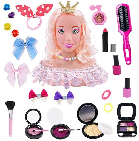 Genérico Styling Head Doll Girls – Mannequin de Coiffure et 29 pièces, tête de de Maquillage et Coiffure | Jeu de Simulation de beauté pour, Pratique de Maquillage, Anniversaire