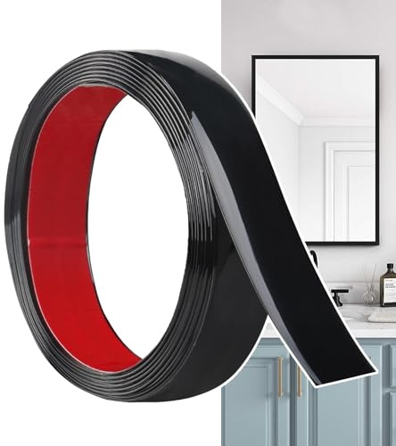 Hengrongshen Zierleisten Selbstklebend Schwarz Matt (6M x 3cm) abziehen und aufkleben, Flexible PVC Wandleisten, Ideal für Wand, Spiegel, Decke, Boden, Schrank, Fliesen, Kanten, DIY Zierleisten