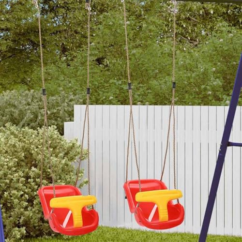 GeenYuu Babyschaukel Kunststoff rot 36 x 43 x 42 cm 2 Stück für Kleinkind Indoor Outdoor Garten Spielzimmer mit verstellbaren Seilen Sicherheitsgurt und T-Bar Griffen zum Hüpfen und Motorikförderung