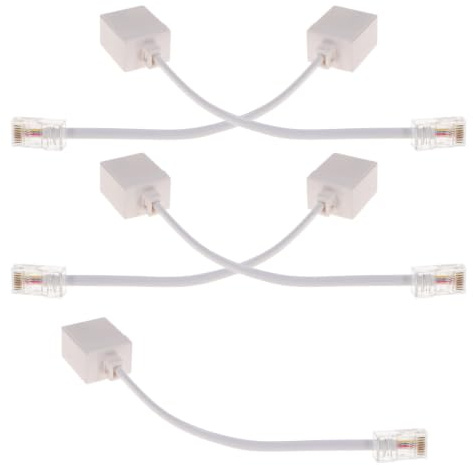 Luxshiny 5pcs Rj45 to Rj11 Converter Adapter Cable with Abs Copper Material and Stable Transmission for Network Cable Extender and Landline Phone Jack Adaptor in White