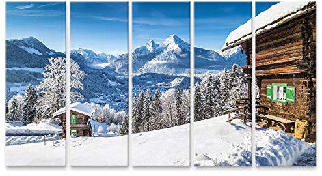 islandburner Bild auf Leinwand Wintermärchenland Berglandschaft In Den Alpen Mit Traditionellen Berghütten Bilder Wandbilder Poster
