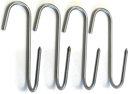 RiversEdge Products Stainless Meat Hooks, Smoker Hook, 5 Right Angle, 4 Pack