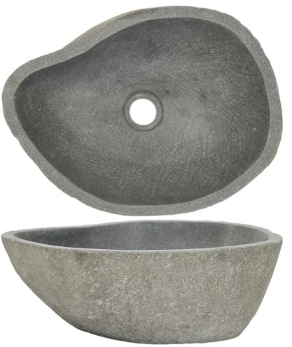 vidaXL Lavabo in pietra naturale di fiume lavabo, bacinella, lavandino, lavandino, 39,9 - 45 cm