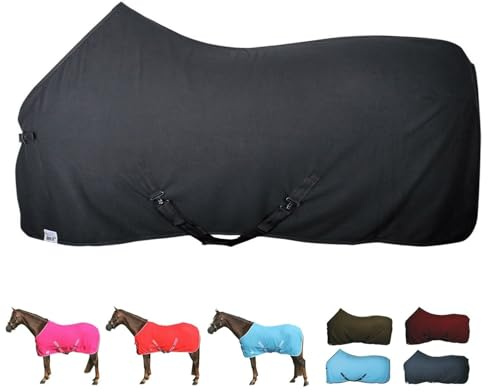 netproshop Basic Pferde Abschwitzdecke mit Kreuzbegurtung Fleece Qualität Gr. 105-155, Groesse:110, Farbe:Schwarz