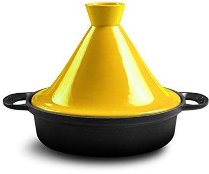XCXDX Tagine Marroquí, Olla De Hierro Fundido De 3 L, Olla A Presión De Micro Color Brillante, Tapa De Olla De Cerámica, Utensilios De Cocina para La Salud Yellow