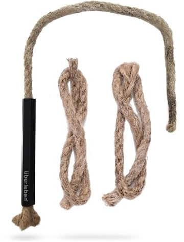 Überleben | Tindår Tinder Fire Starter Kit – 3 Paraffin-Wax Hemp Wicks & Aluminum Bellow Sleeve – 60 Min Burn, Waterproof Rope Match Fire Starter – Camping Essentials