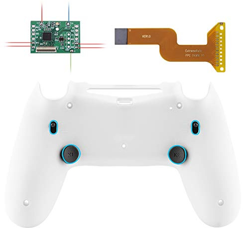 eXtremeRate DAWN2.0 FlashShot Trigger Stop Remap Kit für ps4 CUH-ZCT2 Controller,DIY-Ersatz Hülle Gehäuse&Upgrade-Board&2 Rücktasten&2 Trigger Lock für ps4 Controller JDM040/050/055-Schneeweiß