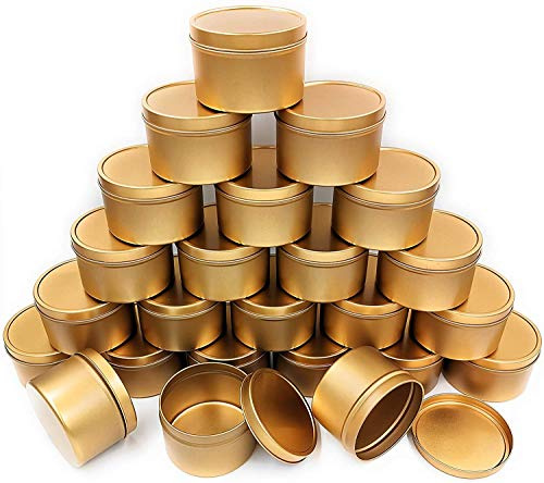 NRANSON Candle Jars with Lids for Making Candles Bulk, Candle Tin 24 Piece, 8 oz, for DIY Candle Making (Rose Gold)