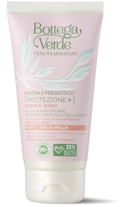 Bottega Verde - Avena e Prebiotico [Protezione+], Crema Mani, 75 ml, Protettiva, Lenitiva, Idratante, con Latte di Avena di Tenuta Massaini e Prebiotico Biolin, per Tutti i Tipi di Pelle