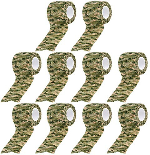 ETOPARS 10 Pièces Ruban de Camouflage Auto Adhésifs Bandages Extérieur Tissu Élastique Bande Camo Protecteur pour Militaire Chasse