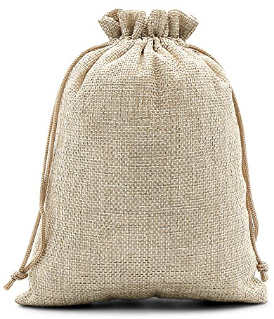 SumDirect 20 braune Leinen-Jutebeutel, Mini-Geschenkbeutel, atmungsaktiv, Jutesäcke mit Kordelzug, für Hochzeit, Party, Geburtstag, Bastelarbeiten (15 x 20 cm)