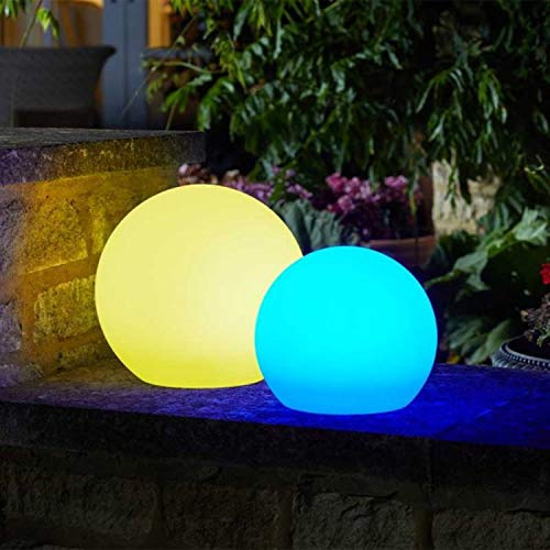 Garden Mile Farbwechselnde LED-Lampen, runde und ovale Leuchten, stimmungsvolle Innen- oder Außenbeleuchtung, für Lounge, Garten (extra große Kugelleuchte (Doppelpack)