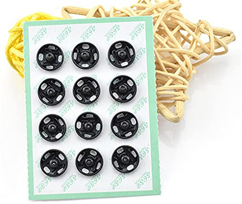 Mini Button Buckle Invisible Metal Snap Buttons Fasteners Press Studs Buttons for Sewing Clothing(Black,10mm)