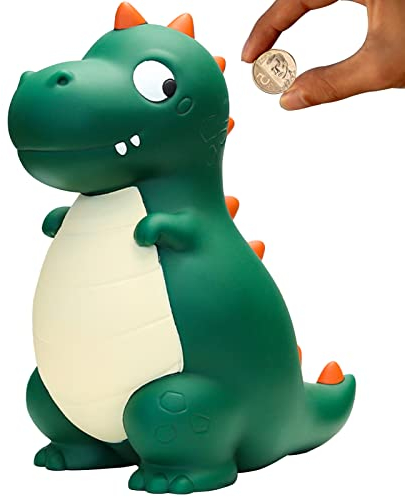 LEcylankEr Dinosaurier Spardose Kinder Dinos Sparschwein Taufgeschenke für mädchen Jungen Money Box aus Sicheres PVC-Material Gut für Dekoration, Spielzeug, Geschenk (Grün)