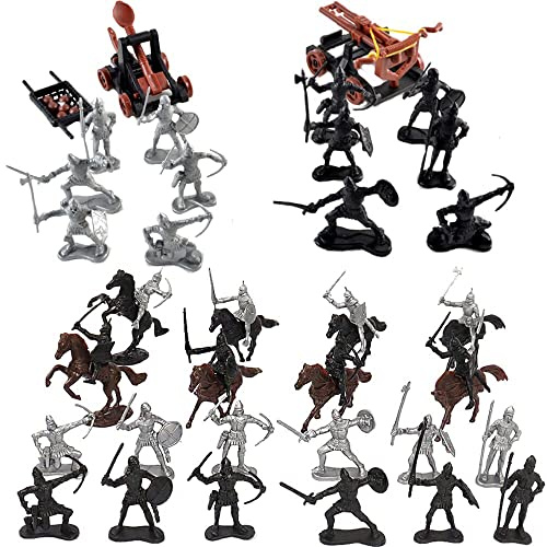 Fycooler Figures Action Army Ensemble Figurines de Personnages 45pcs Set De Jeu Guerriers-Chevaliers Médiévaux Chevaux Soldat Modèle daction Militaire Figurines Jouets pour Garçons Enfant Adulte