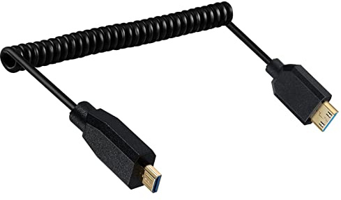 LOCK Cable mini HDMI a micro HDMI de 8K en espiral version 2.1, cable micro HDMI a mini HDMI macho a macho, cable de 8K a 60Hz 4K a 120Hz, eARC HDR10 compatible con interruptor(Micro-Mini)