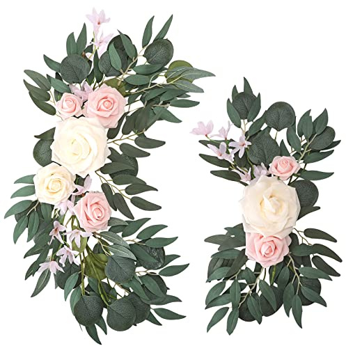 Teahutty Kit de 2 flores artificiales para decoración de boda, letrero de bienvenida, guirnalda floral para manualidades, fiestas, ceremonias, recepciones, telón de fondo