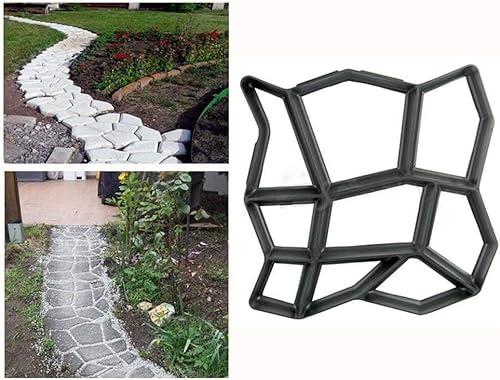 UNHO Garden Paving Concrete Mould: Plastic Walk Maker Reusable Concrete Path Maker Molds Forms 43.5x43.5x4cm Stepping Stone Lawn Patio Yard Pavement DIY Walkway Pavement Paving Moulds 9 Grid