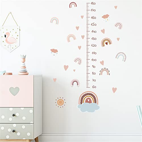 Hava Kolari Regenbogen Wandtattoo Messlatte Diagramm Wandaufkleber für Kinder Dekorative Abnehmbare DIY Vinyl Wandstickers mit 60-180 cm Lineal für Kinderzimmer, Spielzimmer