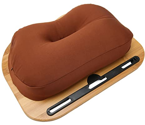 PUSOKEI Lap Desk with Pillow Cushion,Laptop Desk Bamboo Wood Lap Tray with Phone Holder Anti-Slip Stopper,Portable Laptop Table,Fits Up to 15.6 Inch Laptop