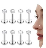 Morfetto 16G G23 Titanio Labret Tachuelas Anillos de Labios Hélice Tragus Conjunto de Pendientes Corazón Redondo CZ Anillos de Nariz Pendiente de Cartílago Monroe Piercing Joyería Plata 6 mm