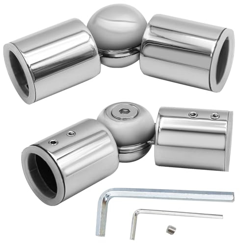 Hoypeyfiy 2Pcs 25mm Stainless Steel Curtain Rod Hinged Elbow Connectors,Curtain Pole Joint Connector Window Curtain Rod Corner From 90 Degrees to 180 Degrees
