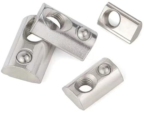 3030 Series M4 T Slot Half Round Nuts Roll-in Spring Ball Loaded Elastic Nuts Carbon Steel for European Standard 3030 Series Aluminum Extrusion Profile Rail with 8mm Slot for 3D Printer(M4,30 Pcs)