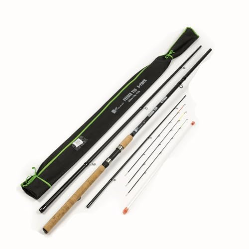 Zite Fishing Feederrute – Steckrute Feeder-Angeln - Friedfisch Angelrute mit 3 Wechselspitzen & Korkgriff - Ideal für Futterkorb Angeln - Einsteiger Angelruten (3,30m 20-120g) Feederruten, Feeder Rute
