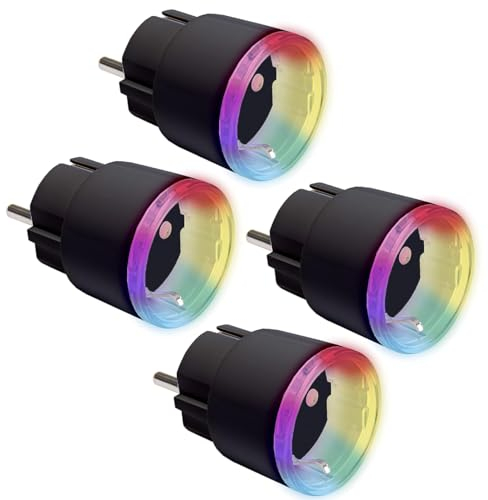 Shelly Plus Plug S Lot de 4 prises intelligentes fonctionnent avec Alexa et Google Home, programmable avec commande vocale, Bluetooth, appareil Wi-Fi pour automatiser les appareils Noir