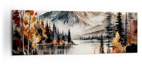 ARTTOR Bilder auf Leinwand 160x50cm Wandbild Landschaften Natur - 5783 | Sicht Gebirge Panorama Groß XXL Wanddekoration Wohnzimmer Schlafzimmer Wanddeko Wand Kunstdruck Wandkunst Wall Decor ARTTOR