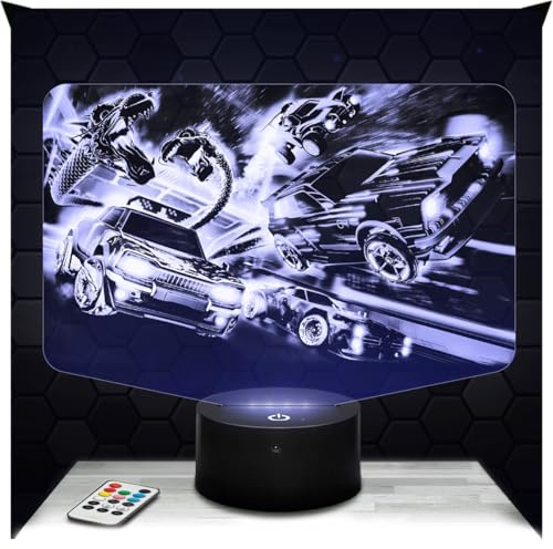 Lampephoto.fr - Lampe Rocket Lea gue 3D Nachtlicht Videospiele | Made in France, Sockel wählbar, dimmbar, Batterie/USB, HD-Lasergravur, Geschenk für Gamer & Geeks