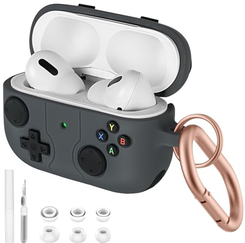 AXFEE Hülle Schutzhülle mit Reinigungsset Kompatibel mit Produkt Pro 2nd, Silikon Schutzhülle mit Karabiner Kompatibel mit Produkt Pro Hülle, Vordere LED Sichtbar, Grau(Weiche Silikon)