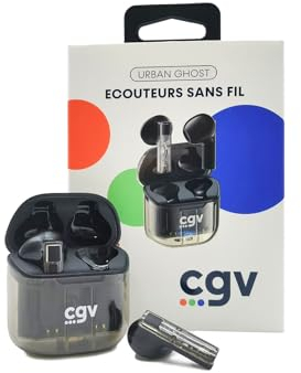 CGV | Urban Ghost – Écouteurs Intra-Auriculaires sans Fil, Bluetooth, True Wireless, avec Technologie ENC et contrôle Tactile - 30 Heures d'autonomie