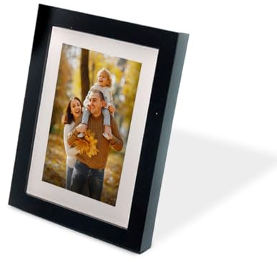 Aktual - Marco de fotos 15x20 cm color Negro hecho de madera MDF - Marcos de Fotos con panel de Cristal - Portafotos muy bonitos ideal para decoración - Contiene paspartú extraíble de cartón