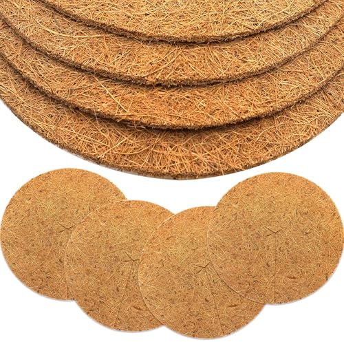 Akuoly Kokosmatten Winterschutz für Pflanzen Kokos-Mulchscheibe 30cm Durchmesser für Topfpflanzen Pflanzenschutz Kälteschutz, 4 Stück