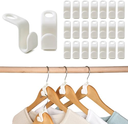 FORYNXHWIN 100 Stück Kleiderbügel Verbindungshaken, Haken für Kleiderbügel Bügel Verbindung, platzsparende Kleiderbügelverbinder für mehr Platz und Ordnung im Schrank(Weiss)