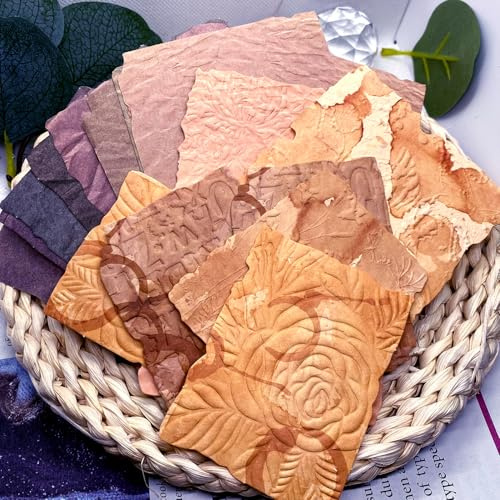 168pcs geprägtes Sammelalbumpapier, FAURAPMNG gemischtes Vintage -Handwerk strukturiertes Papier Spezialpapier für Scrapbooking Decorative Junk Journal Journaling Supplies DIY -Materialien