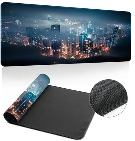 Hearda Mauspad XXL/XL/L, 3D Landschaftsdrucke Gaming Mauspad, Anti-Rutsch Gummiboden, Vernähte Kanten, Abstraktes Mousepad für Büro, Zuhause (1200x600x3mm, Stadt 1)