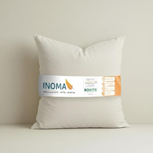 INOMA Wellness-Kissen Capri 80x80 cm, Hotel Kissen, Ultra Soft Federn Daunen Mischung (90% Federn, 10% Daunen), Made in Germany, Oeko-TEX, allergikerfreundlich, atmungsaktiv, Frühling/Sommer/Herbst
