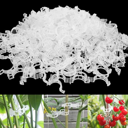 Ntwdby 500 Stück Pflanzenclips, Pflanzenklammern Tomatenclips, Pflanzenclips für Kletterpflanzen, Pflanzenstützclip für Tomaten, Gurken, Blumen, Peas, Paprika und andere Rankpflanzen