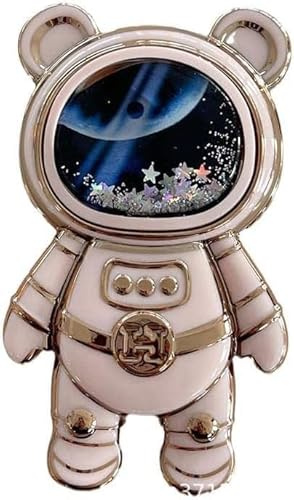 Nlinlin Joli support de téléphone pour téléphone portable, astronaute caché pour bureau, anneau réglable pour tablette avec étoiles mobiles 3D, cadeau pour femme et fille (rose)