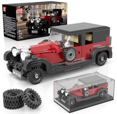 Mould King 27101 - Set di mattoncini da costruzione per auto d'epoca, 8 litri, con vetrina in acrilico, 319 pezzi