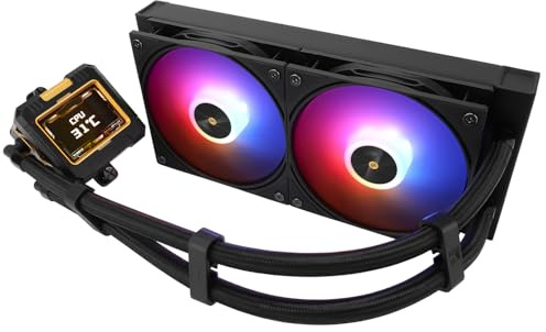 TR-Thermalright FW240 Black ARGB Liquid CPU Cooler,2.4in IPS LCD Screen with 320x240 Resolution-Magnetic,DIY Screen Theme,for AM4/AM5,LGA1851/1700/115x