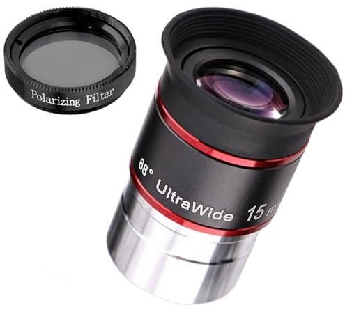 Starboosa 15mm 68° Ultra Wide-Angle Telescope Eyepiece with Polarizing Filter – Upgraded 1.25 HD Eyepiece & Glare-Reducing Filter Set – Fully Multi-Coated Optics for Crisp Lunar & Planetary Viewing