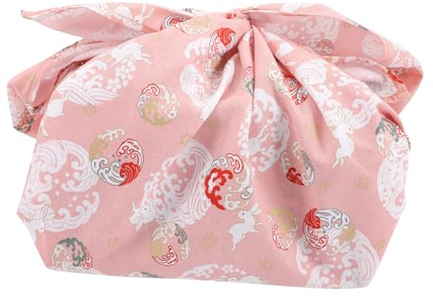 FONDOTIN Japanisches Verpackungstuch Weiches Geschenkpapier mit Hasenmuster aus Baumwolle im Japanischen Stil für Bento Kasten Zubehör und Geschenkverpackung